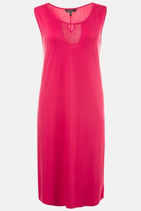 Kleid, Keilausschnitt, transparenter Einsatz, ärmellos