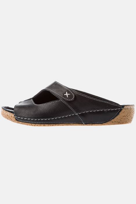 Pantoletten, Kroko-Optik, Klettverschluss, Leder, Weite H