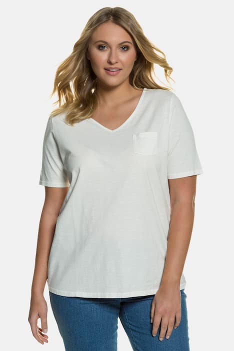 Chest Pocket V-Neck Cotton Slub Classic Fit Tee