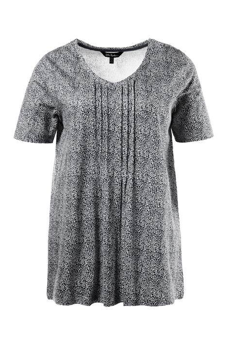 Pintuck Print Cotton Knit A-line Fit Short Sleeve Tee