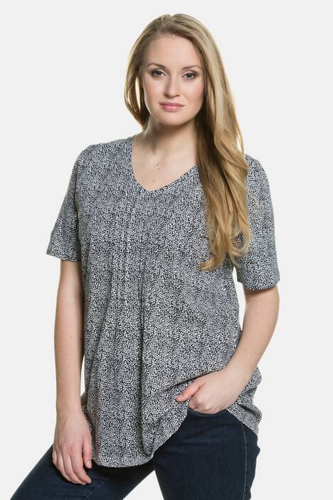 T-Shirt, V-Ausschnitt, Minimalmuster