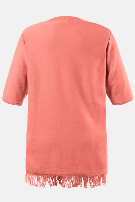 Pullover, Quastenband, Ajourmuster, Fransensaum
