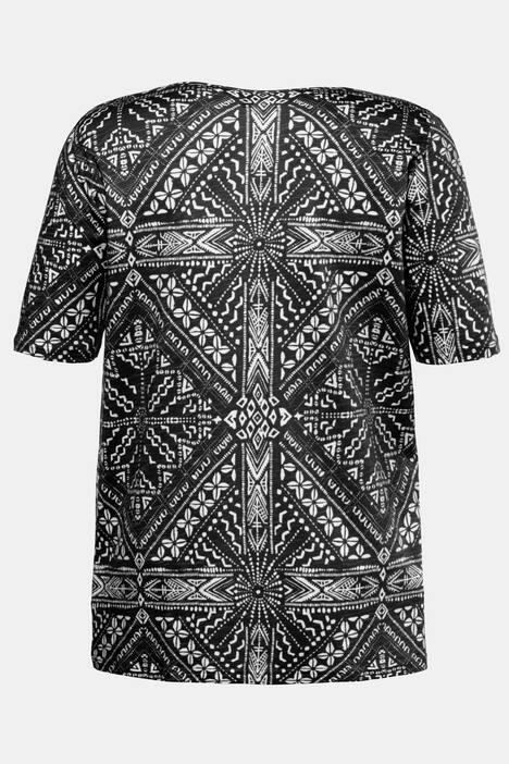 Medallion Print Tassel Short Sleeve Cotton Tee