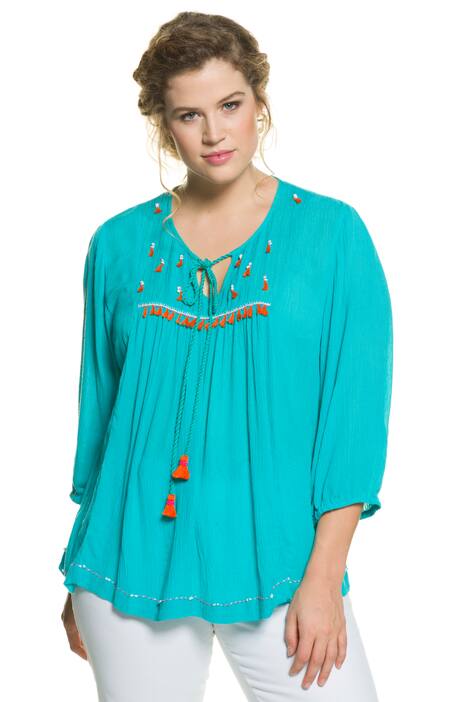Tunika, Zierquasten, Crashlook, Bindeband, elastische Abschlüsse