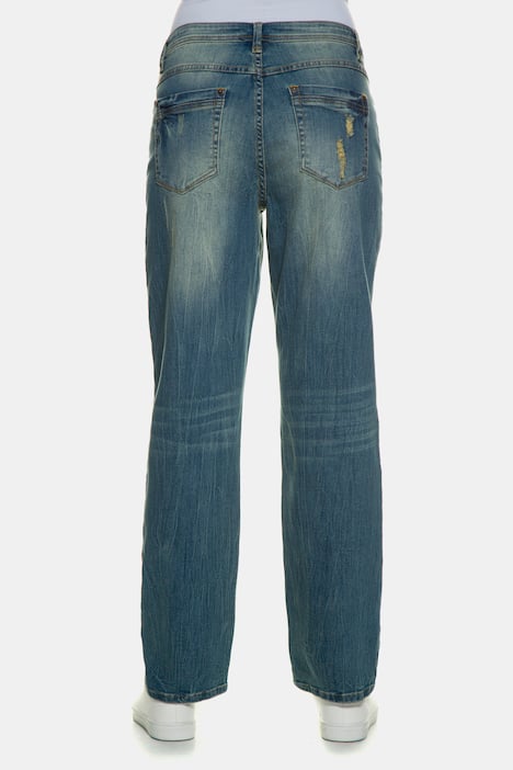 Patch Fray Boyfriend Fit 4 Pocket Stretch Jeans