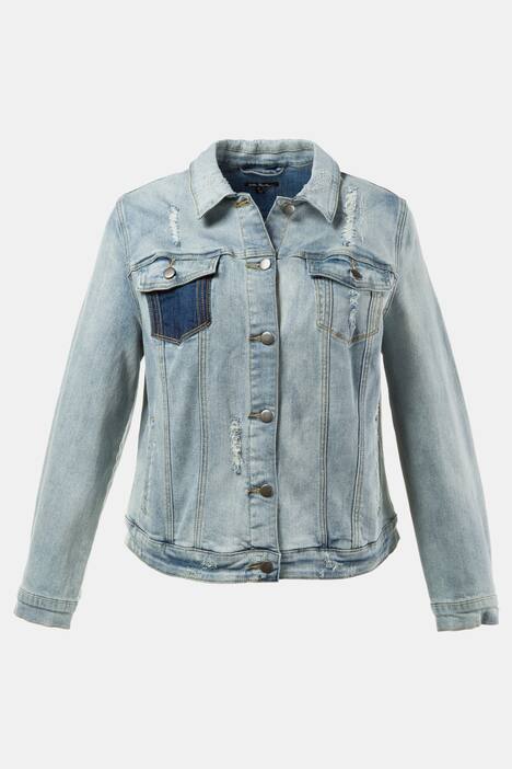 Jeansjacke, Destroy-Look, Teilungsnähte, Elasthan