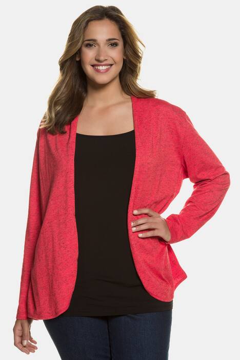 Shirtjacke, Schalkragen, offene Form, gerundeter Saum