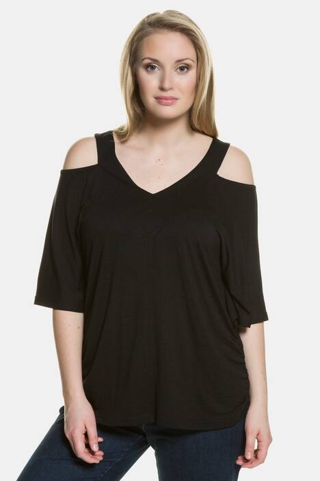 Cold Shoulder V-Neck Short Sleeve Knit Top