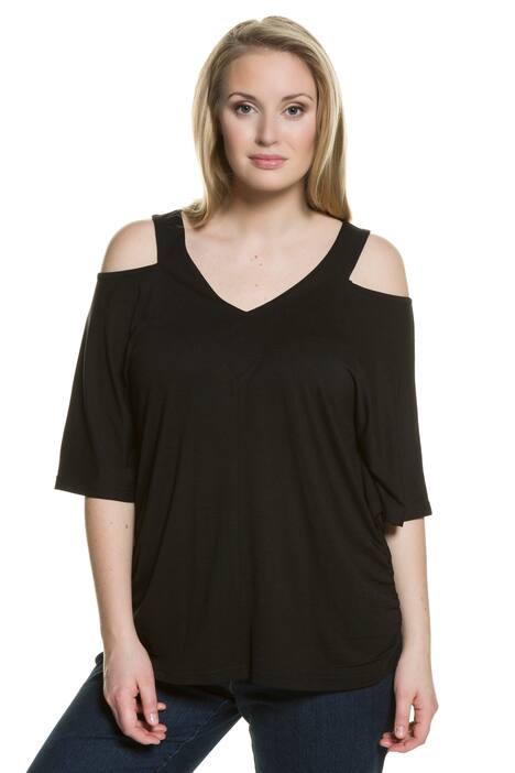 Cold Shoulder V-Neck Short Sleeve Knit Top