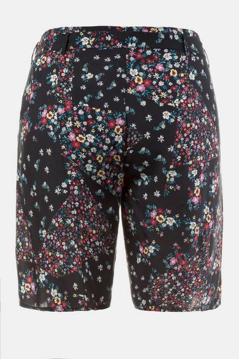 Tie Button Zipper Floral Print Slash Pocket Shorts
