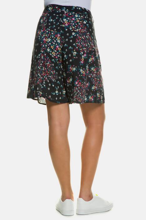 Tie Button Zipper Floral Print Slash Pocket Shorts