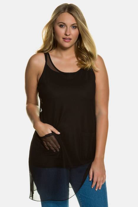 Top, Mesh, transparent, V-Ausschnitt