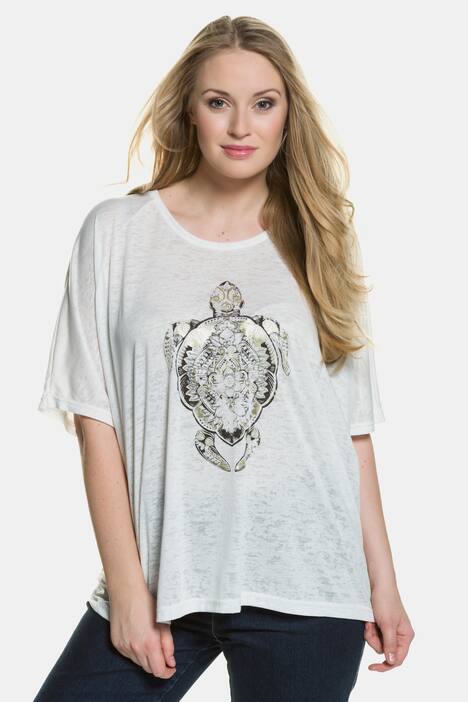 Gold Turtle Print Oversized Fit Knit Top