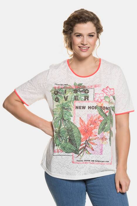 T-Shirt, Dschungel-Motiv, Regular, Neon-Einfassungen