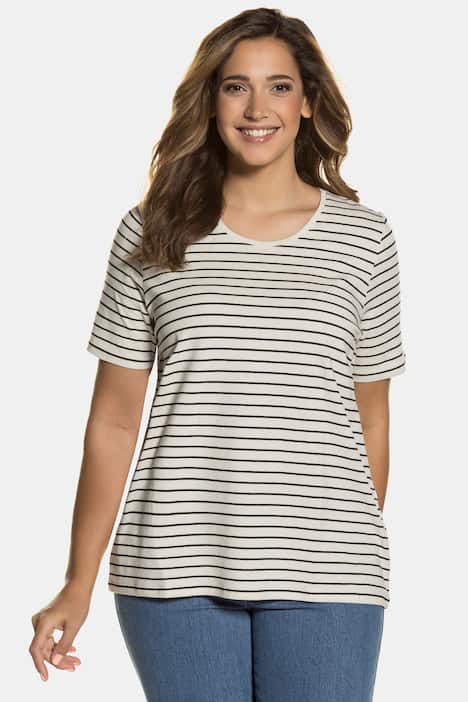 Curved Hem Stripe Classic Fit Stretch Tee