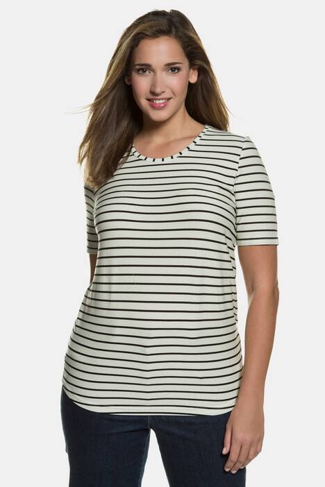 Curved Hem Stripe Classic Fit Stretch Tee