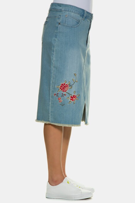 Colorful Embroidered Denim Stretch 5 Pocket Skirt