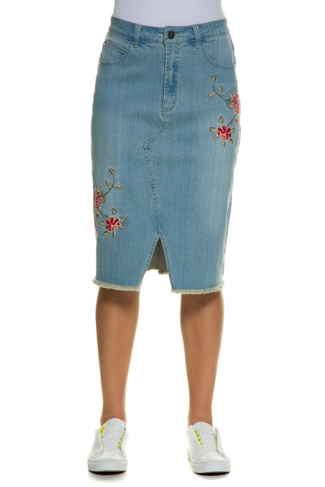 Colorful Embroidered Denim Stretch 5 Pocket Skirt