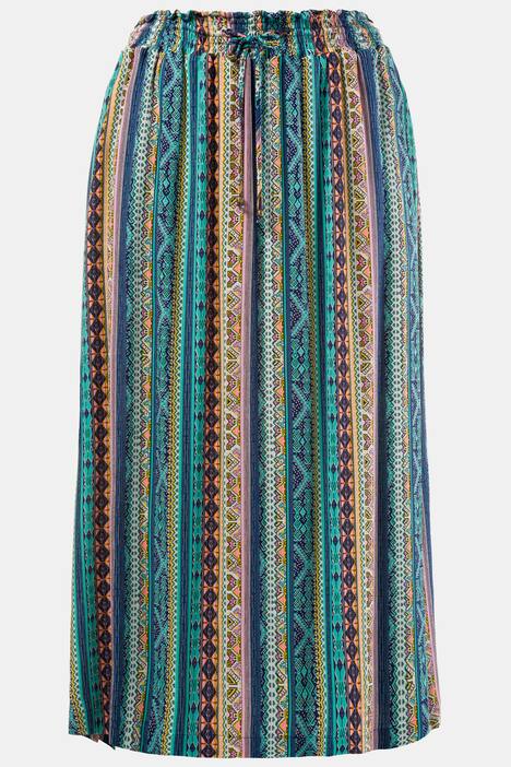 Tropical Stripe Elastic Waist Pocket Skirt