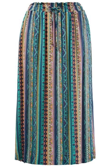 Tropical Stripe Elastic Waist Pocket Skirt