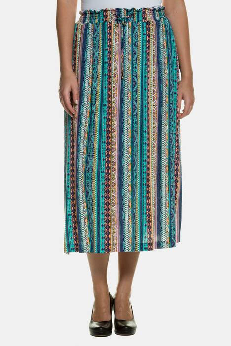 Tropical Stripe Elastic Waist Pocket Skirt