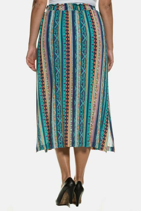 Tropical Stripe Elastic Waist Pocket Skirt