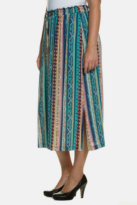 Tropical Stripe Elastic Waist Pocket Skirt