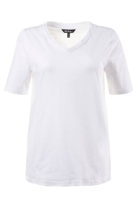 Embroidered Neckline Classic Fit Cotton Tee