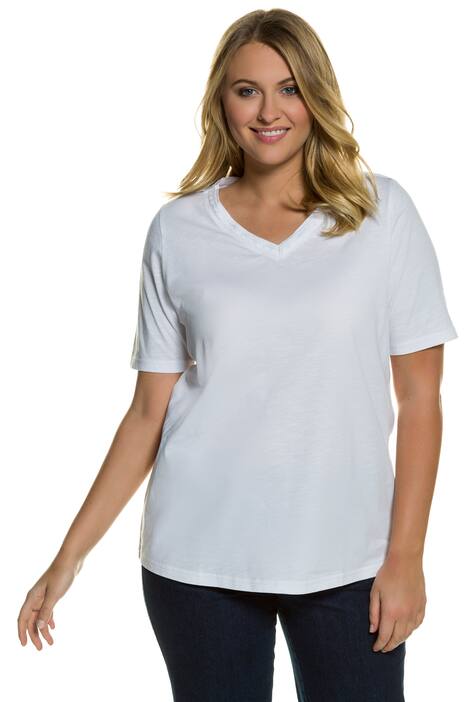 Embroidered Neckline Classic Fit Cotton Tee