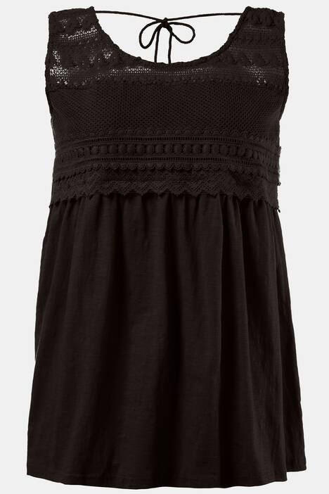 Tanktop, Spitze, Rücken-Schnürung, reine Baumwolle