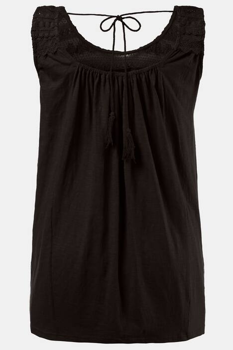 Tanktop, Spitze, Rücken-Schnürung, reine Baumwolle
