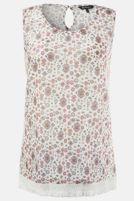 Abstract Print Fringe Trim Classic Fit Knit Tank