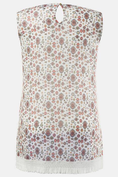 Abstract Print Fringe Trim Classic Fit Knit Tank