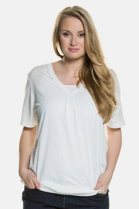 Burnout Cold Dye Elastic Hem Knit Top