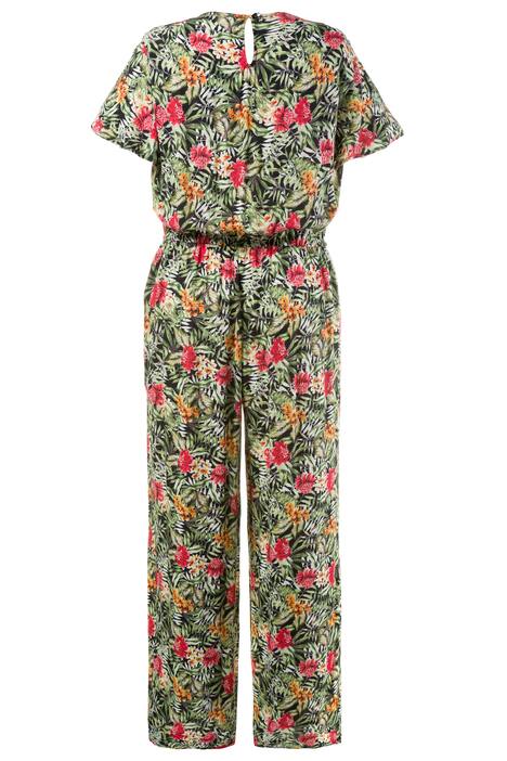 Floral Fern Print Short Sleeve Viscose Jumpsuit