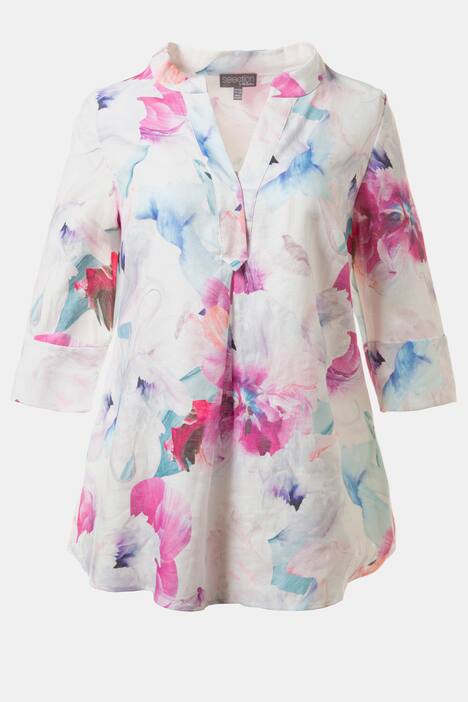 Leinentunika, XL-Blüten, A-Line, reines Leinen, Selection