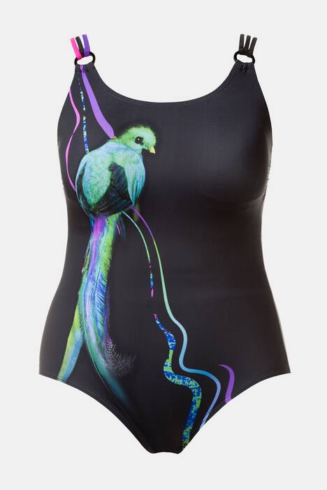 Colorful Bird Print Front Lined Swimsuit