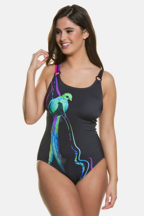 Colorful Bird Print Front Lined Swimsuit