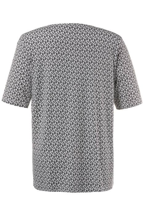 Shirt, gemustert, Classic, Zierfalte, V-Ausschnitt