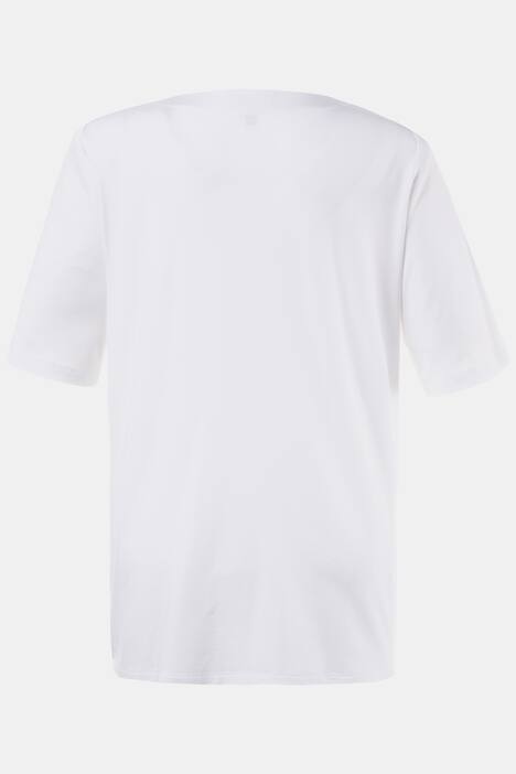 Abstract Floral V-Neck Short Sleeve Stretch Knit Top