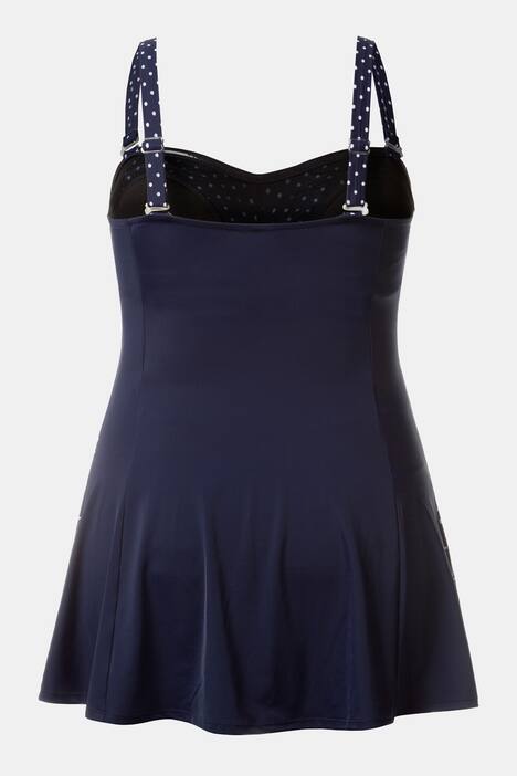 Badekleid, integrierter Badeanzug, Möwenmotiv, Zierband, Softcups