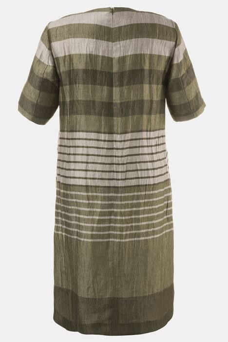 Leinencrash-Kleid, Schnürung, Streifendesign, Reißverschluss hinten