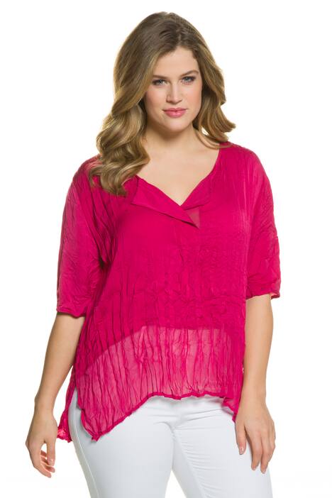 Uneven Hem Crinkle Blouse