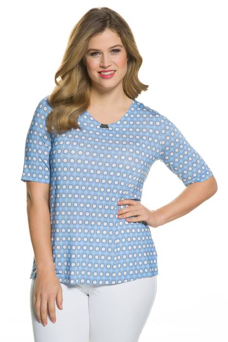 Dots on Dots Print Classic Fit Stretch Knit Top