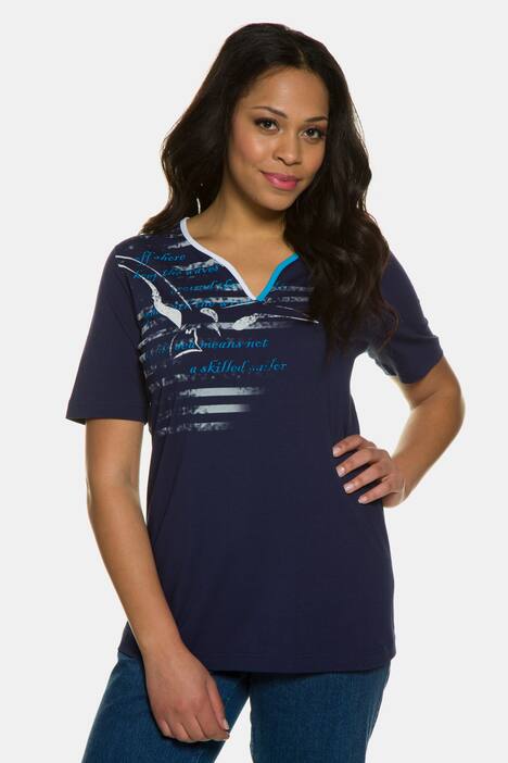 T-shirt, classic, meeuwenmotief, hartvormige hals