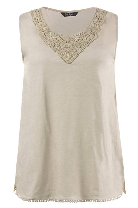 Crochet Accent Cotton Knit Tank