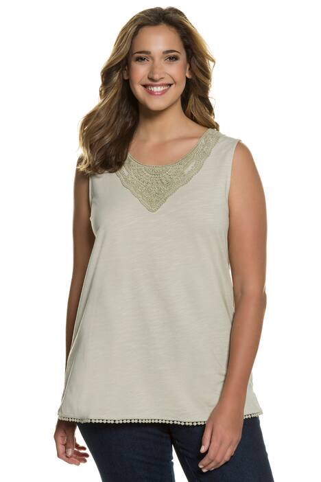 Crochet Accent Cotton Knit Tank