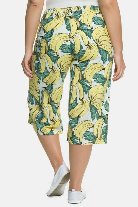 Banana Print Elastic Waist Cotton Culottes