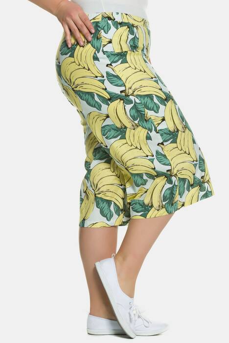 Banana Print Elastic Waist Cotton Culottes
