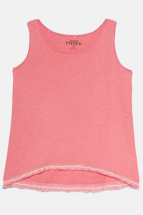 Fringe Border Round Neck Cuvered Hem Tank